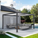 PURPLE LEAF Athena Louvered Pergola Grey Outdoor Aluminum Pergola with Roller Blinds Adjustable Gazebo Rainproof for Patio Deck Garden
