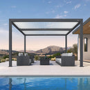 PURPLE LEAF Athena Louvered Pergola Modern Grey Pergola with White Roof for Deck Backyard Garden