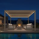 PURPLE LEAF Athena Louvered Pergola Champagne Outdoor Aluminum Pergola with Strip Lights Adjustable Gazebo for Patio Deck Garden