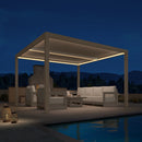 PURPLE LEAF Athena Louvered Pergola Champagne Outdoor Aluminum Pergola with Strip Lights Adjustable Gazebo for Patio Deck Garden