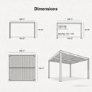 PURPLE LEAF Athena Louvered Pergola Modern Grey Pergola with White Roof for Deck Backyard Garden