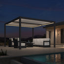 PURPLE LEAF Athena Louvered Pergola Grey Outdoor Aluminum Pergola with Strip Lights Adjustable Gazebo for Patio Deck Garden