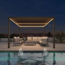 PURPLE LEAF Athena Louvered Pergola Bronze Outdoor Aluminum Pergola with Strip Lights Adjustable Gazebo for Patio Deck Garden