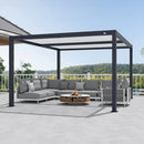 PURPLE LEAF Athena Louvered Pergola Modern Grey Pergola with White Roof for Deck Backyard Garden