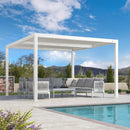 PURPLE LEAF Athena Louvered Pergola Modern White Pergola with Adjustable Roof for Deck Backyard Garden