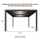 PURPLE LEAF Athena Louvered Pergola Bronze Outdoor Aluminum Pergola with Strip Lights Adjustable Gazebo for Patio Deck Garden