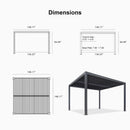 PURPLE LEAF Athena Louvered Pergola Grey Outdoor Aluminum Pergola with Strip Lights Adjustable Gazebo for Patio Deck Garden