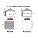 PURPLE LEAF Hardtop Gazebo for Patio Wood Grain Aluminum Frame Awning with Netting