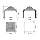PURPLE LEAF Patio Gazebo for Backyard Grey Hardtop Galvanized Steel Roof Awning with String Lights-clear