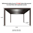 PURPLE LEAF Athena Louvered Pergola Bronze Outdoor Aluminum Pergola with Roller Blind Adjustable Gazebo for Patio Deck Garden