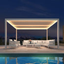 PURPLE LEAF Athena Louvered Pergola White Outdoor Aluminum Pergola with Strip Lights Adjustable Gazebo for Patio Deck Garden