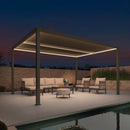 PURPLE LEAF Athena Louvered Pergola Bronze Outdoor Aluminum Pergola with Strip Lights Adjustable Gazebo for Patio Deck Garden