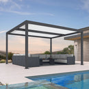 PURPLE LEAF Athena Louvered Pergola Modern Grey Pergola with White Roof for Deck Backyard Garden