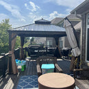 PURPLE LEAF Outdoor Hardtop Gazebo for Garden Bronze Double Roof Aluminum Frame Pavilion with Reinforcement Support Rod