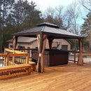 PURPLE LEAF Outdoor Hardtop Gazebo for Garden Bronze Double Roof Aluminum Frame Pavilion with Reinforcement Support Rod