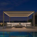 PURPLE LEAF Athena Louvered Pergola Champagne Outdoor Aluminum Pergola with Strip Lights Adjustable Gazebo for Patio Deck Garden