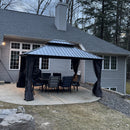 PURPLE LEAF Grey Hardtop Gazebo with Heavy Duty Galvanized Steel Double Roof with Netting and Curtains