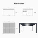 PURPLE LEAF Athena Louvered Pergola Grey Outdoor Aluminum Pergola with Roller Blind Adjustable Gazebo for Patio Deck Garden