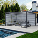 PURPLE LEAF Athena Louvered Pergola Grey Outdoor Aluminum Pergola with Roller Blinds Adjustable Gazebo Rainproof for Patio Deck Garden