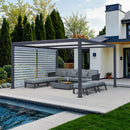 PURPLE LEAF Athena Louvered Pergola Grey Outdoor Aluminum Pergola with Roller Blinds Adjustable Gazebo Rainproof for Patio Deck Garden