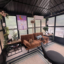 PURPLE LEAF Sunroom Hardtop Gazebo Solarium Grey Galvanized Steel Double Roof  All-Weather Aluminum Outdoor Screen House