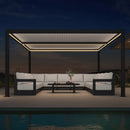 PURPLE LEAF Athena Louvered Pergola Grey Outdoor Aluminum Pergola with Strip Lights Adjustable Gazebo for Patio Deck Garden