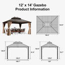 PURPLE LEAF Outdoor Hardtop Gazebo for Garden Bronze Double Roof Aluminum Frame Pavilion