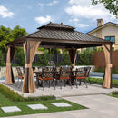 PURPLE LEAF Outdoor Hardtop Gazebo for Garden Bronze Double Roof Aluminum Frame Pavilion with Reinforcement Support Rod