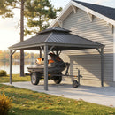PURPLE LEAF Light Grey Metal Carport with Galvanized Steel Roof Heavy Duty Permanent Outdoor Car Shelter