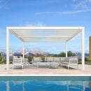 PURPLE LEAF Athena Louvered Pergola Modern White Pergola with Adjustable Roof for Deck Backyard Garden
