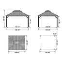 PURPLE LEAF Patio Gazebo for Backyard Grey Hardtop Galvanized Steel Roof Awning with Upgrade Curtain