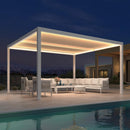 PURPLE LEAF Athena Louvered Pergola White Outdoor Aluminum Pergola with Strip Lights Adjustable Gazebo for Patio Deck Garden