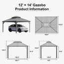 PURPLE LEAF Light Grey Metal Carport with Galvanized Steel Roof Heavy Duty Permanent Outdoor Car Shelter