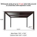 PURPLE LEAF Athena Outdoor Louvered Pergola Adjustable Metal Roof Bronze Hardtop Gazebo Patio Pavilion