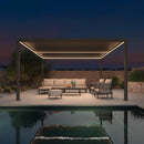 PURPLE LEAF Athena Louvered Pergola Bronze Outdoor Aluminum Pergola with Strip Lights Adjustable Gazebo for Patio Deck Garden