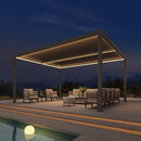 PURPLE LEAF Athena Louvered Pergola Bronze Outdoor Aluminum Pergola with Strip Lights Adjustable Gazebo for Patio Deck Garden