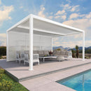 PURPLE LEAF Athena Louvered Pergola white Outdoor Aluminum Pergola with Shutter Wall Adjustable Gazebo Rainproof for Patio Deck Garden