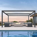 PURPLE LEAF Athena Louvered Pergola Modern Grey Pergola with White Roof for Deck Backyard Garden