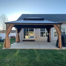 PURPLE LEAF Outdoor Hardtop Gazebo for Garden Bronze Double Roof Aluminum Frame Pavilion with Reinforcement Support Rod