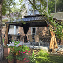 PURPLE LEAF Outdoor Hardtop Gazebo for Garden Bronze Double Roof Aluminum Frame Pavilion with Reinforcement Support Rod
