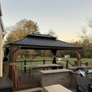 PURPLE LEAF Outdoor Hardtop Gazebo for Garden Bronze Double Roof Aluminum Frame Pavilion with Reinforcement Support Rod