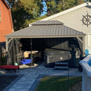 PURPLE LEAF Patio Gazebo for Pool Light Grey Hardtop Galvanized Steel Roof with Reinforcement Support Rod