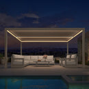 PURPLE LEAF Athena Louvered Pergola Champagne Outdoor Aluminum Pergola with Strip Lights Adjustable Gazebo for Patio Deck Garden
