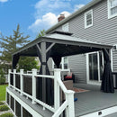 PURPLE LEAF Patio Gazebo for Pool Light Grey Hardtop Galvanized Steel Roof with Reinforcement Support Rod