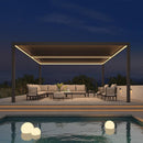 PURPLE LEAF Athena Louvered Pergola Bronze Outdoor Aluminum Pergola with Strip Lights Adjustable Gazebo for Patio Deck Garden