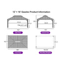 PURPLE LEAF Hardtop Gazebo for Patio Wood Grain Aluminum Frame Awning with String Lights-clear