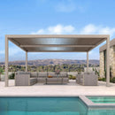 PURPLE LEAF Athena Louvered Pergola Modern Champagne Pergola with Adjustable Roof for Deck Backyard Garden