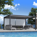 PURPLE LEAF Athena Louvered Pergola Grey Outdoor Aluminum Pergola with Roller Blinds Adjustable Gazebo Rainproof for Patio Deck Garden