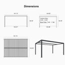 PURPLE LEAF Athena Louvered Pergola Grey Outdoor Aluminum Pergola with Roller Blinds Adjustable Gazebo Rainproof for Patio Deck Garden