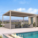 PURPLE LEAF Athena Louvered Pergola Modern Champagne Pergola with Adjustable Roof for Deck Backyard Garden